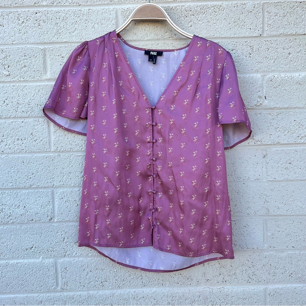 Pink Paige satin floral shirt